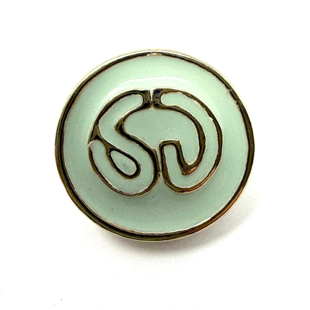 St. John Sport by Marie‎ Gray Mint Green Enamel Logo Buttons Gold Tone Set of 7